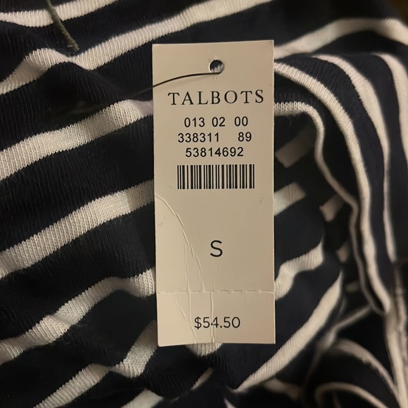 NWT Talbots Small 3 Quarter Sleeve striped blouse with floral embroidery - Picture 11 of 11